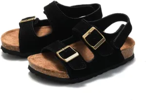 Boys Girls Summer Cork Footbed Slide Sandal, Adjustable Buckle Backstraps Arch Support Outdoor Sandals