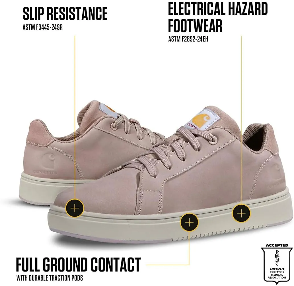 Carhartt Detroit Leather Sneakers for Women - Comfortable Shoes for Women with Wide Toe Box, Comfort Footbed and Midsole, and Slip-Resistant Outsole