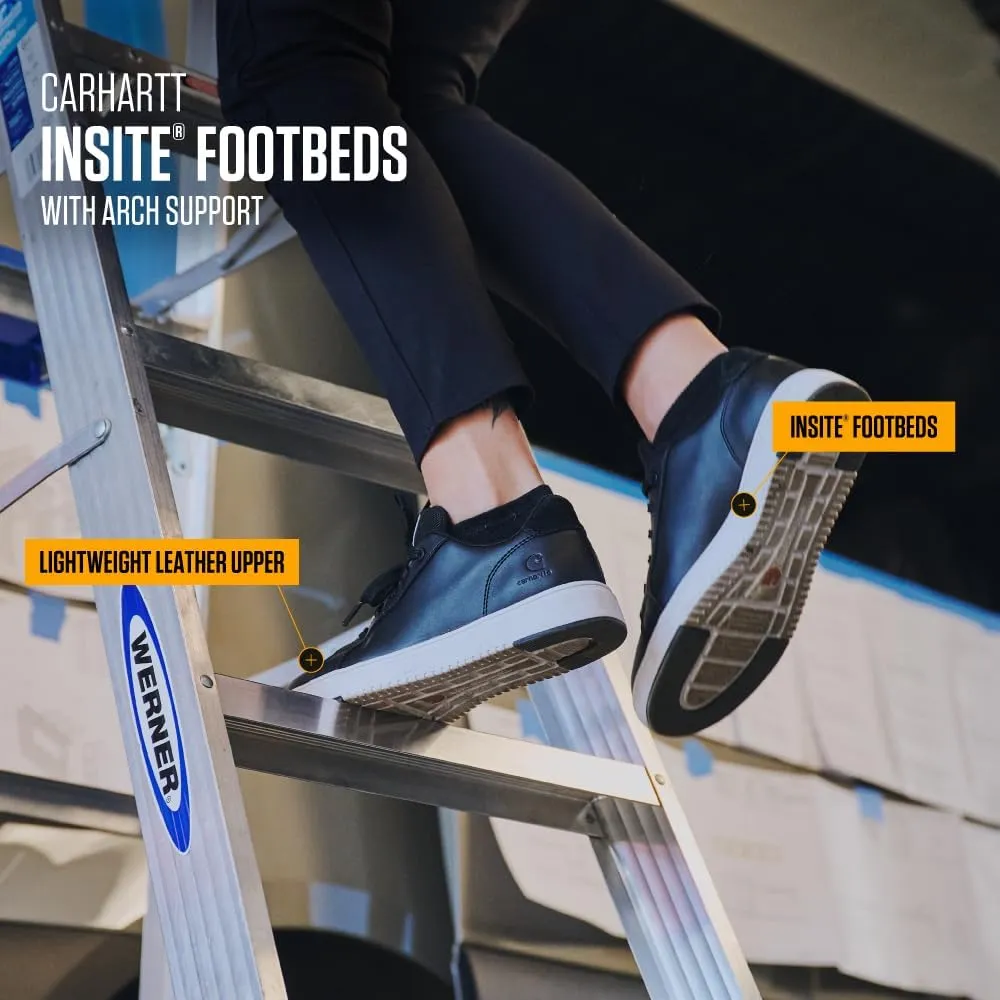 Carhartt Detroit Leather Sneakers for Women - Comfortable Shoes for Women with Wide Toe Box, Comfort Footbed and Midsole, and Slip-Resistant Outsole