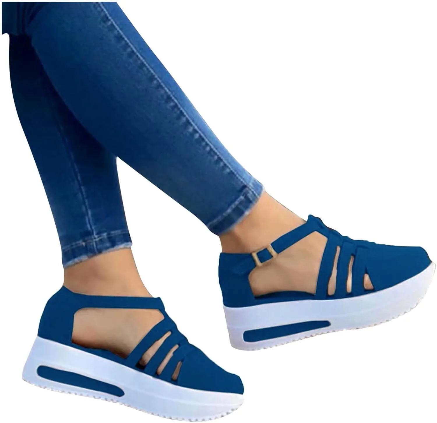Cathalem Closed Toe Sandals for Women Casual Closed Toe Sandals Ankle Strap Closed Toe Espadrilles Wedge Sandals