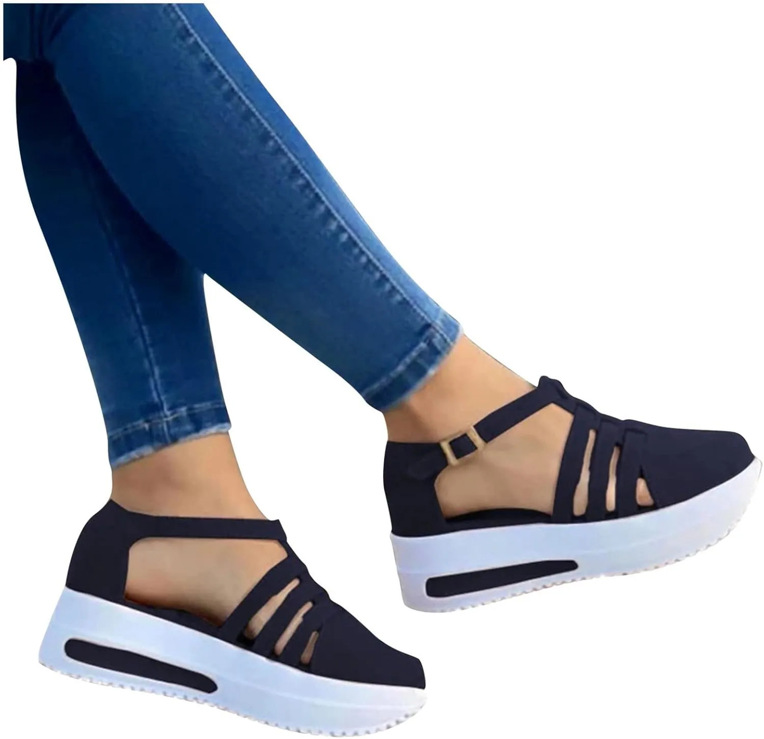 Cathalem Sandals Women Dressy Summer Casual Closed Toe Sandals Ankle Strap Closed Toe Espadrilles Wedge Sandals