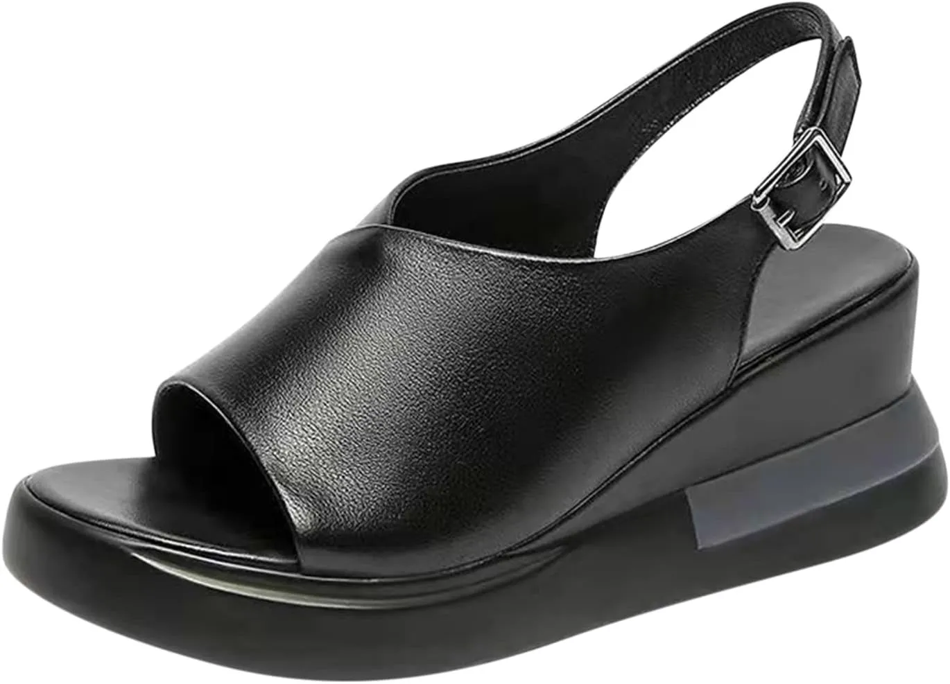Cathalem Wedge Sandals for Women, Womens Platform Ankle Strap Sandals Open Toe Chunky Sandals Concise Casual Summer Womens Shoes