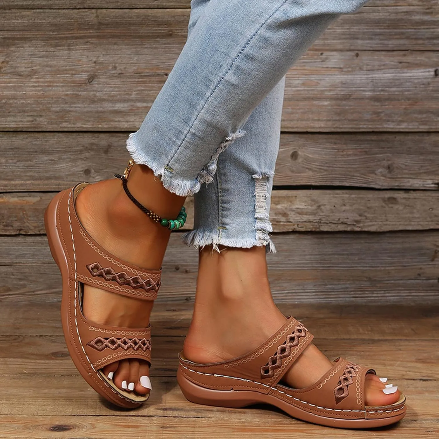 Cathalem Womens Orthopedic Sandals, Womens Summer Dressy Sandals Comfortable Flip Flops Arch Support Walking Sandals