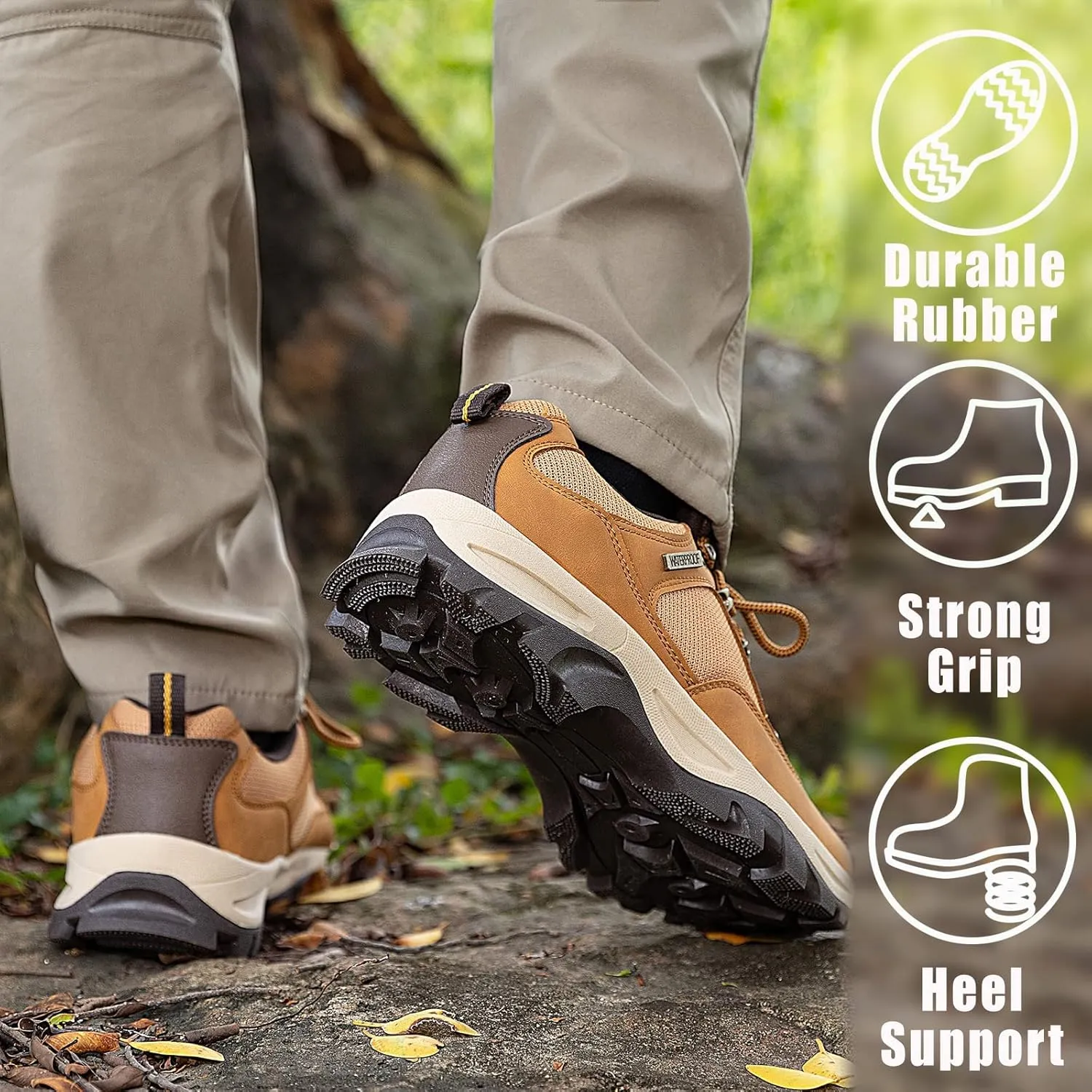 CC-Los Men's Hiking Shoes | Waterproof Work Shoes | Non-Slip & Comfortable Walking Size 7.5-14