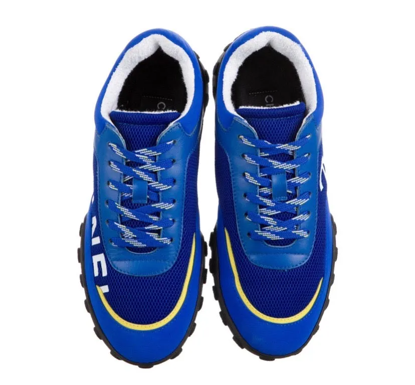 CHANEL CC MESH AND LEATHER LOW-TOP SNEAKERS