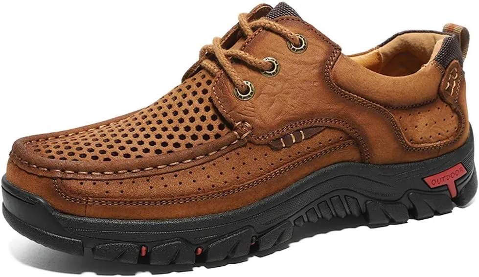 CHICLOVEY Men's High-Traction Grip Backpacking Shoes Summer Breathable Sneakers for Trekking Hiking