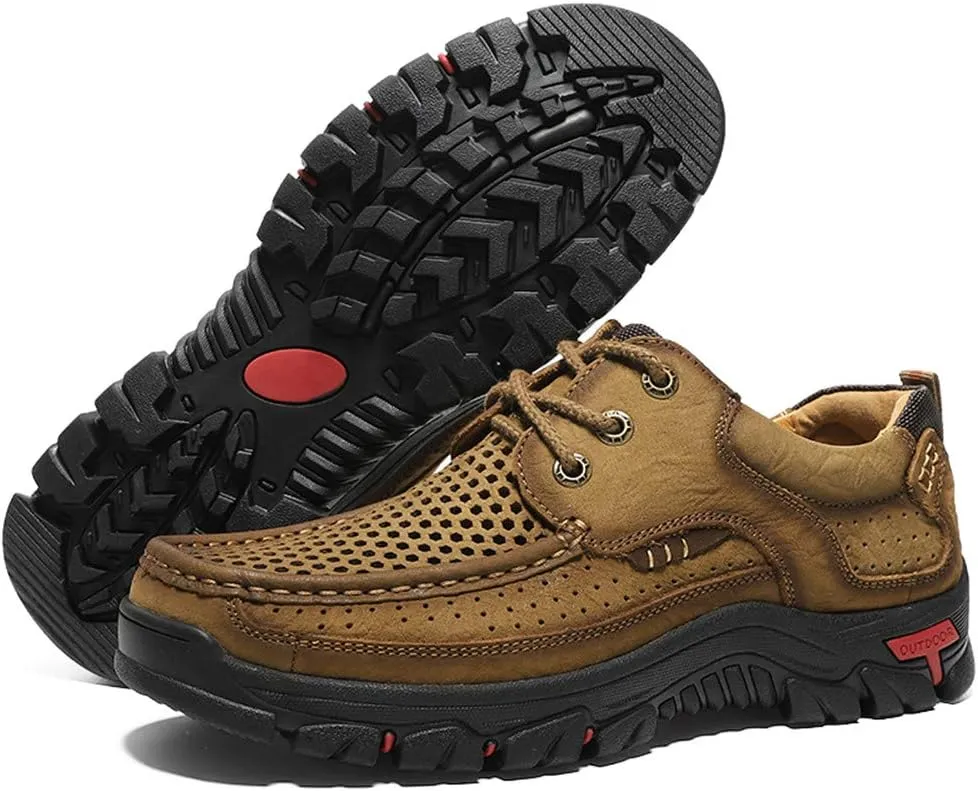 CHICLOVEY Men's High-Traction Grip Backpacking Shoes Summer Breathable Sneakers for Trekking Hiking