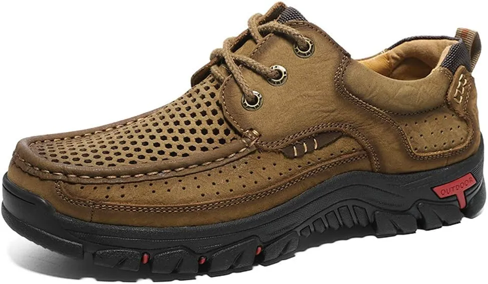 CHICLOVEY Men's High-Traction Grip Backpacking Shoes Summer Breathable Sneakers for Trekking Hiking