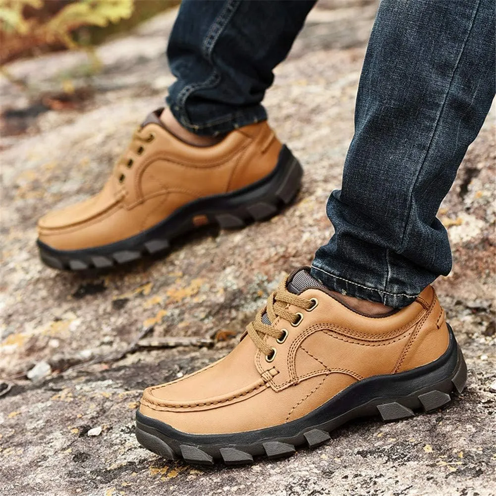 CHICLOVEY Men's Low-Cut Trail Hiking Shoes Outdoor Leather Sneakers with High-Traction Grip
