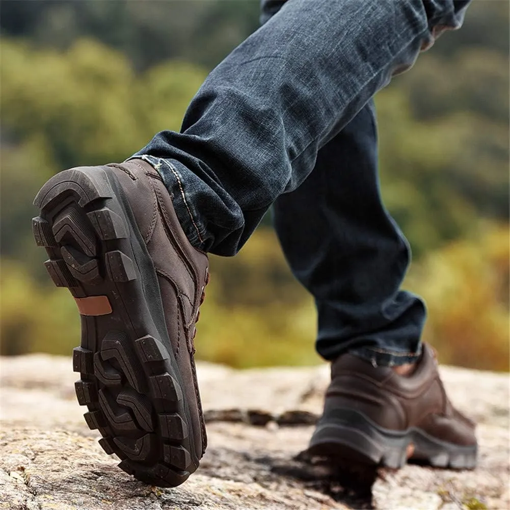 CHICLOVEY Men's Low-Cut Trail Hiking Shoes Outdoor Leather Sneakers with High-Traction Grip