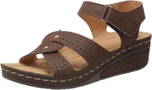 Comfortable Sandals for Women Hook Loop Design Cushioned Insole Arch Support Soft Sole Wedge Walking Shoes Summer Wear