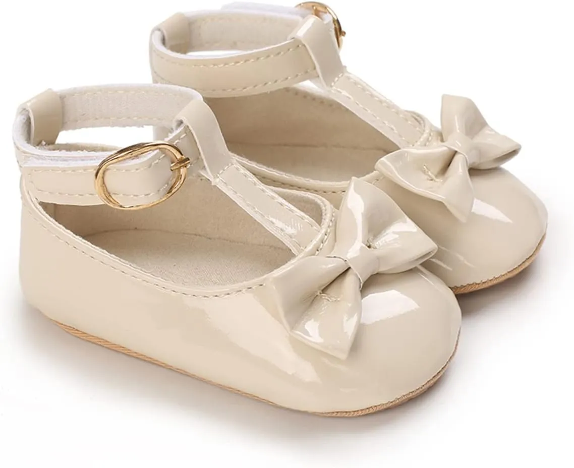 COSANKIM Baby Girls Mary Jane Flats Shoes Anti-Slip Rubber Sole Infant Toddler Princess Wedding Dress Shoes