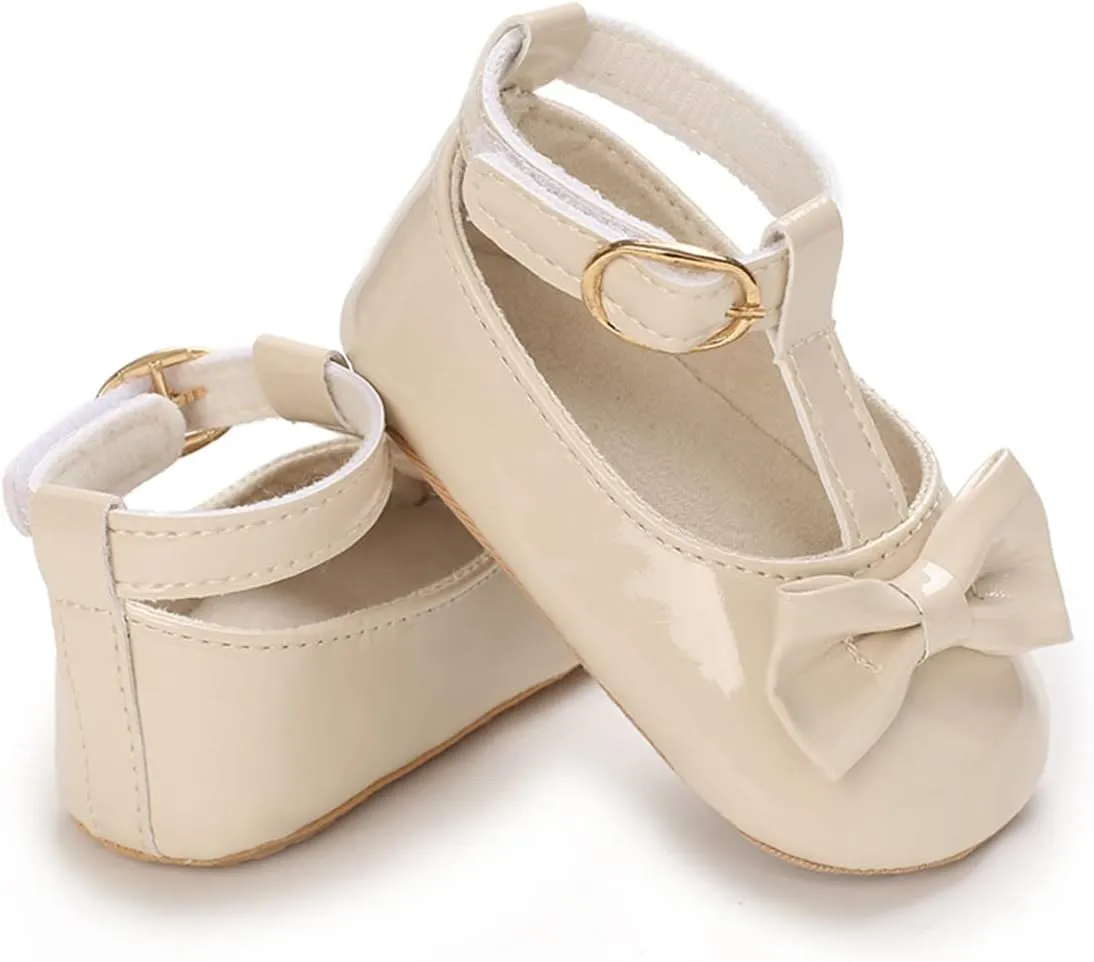 COSANKIM Baby Girls Mary Jane Flats Shoes Anti-Slip Rubber Sole Infant Toddler Princess Wedding Dress Shoes