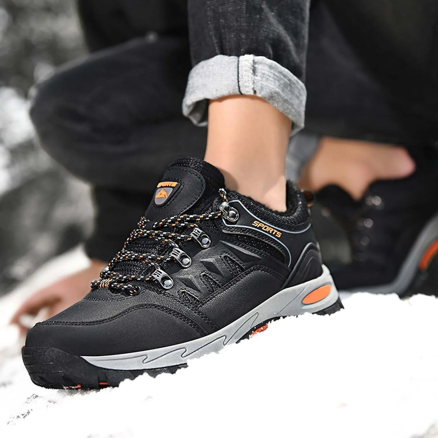 Couple Outdoor Walking Boots, Rubber Sole Breathable Mesh Ankle Shoes, Hiking Boots, Anti Slip Hiking Shoes, Muddy Wading Plush Hiking Shoes