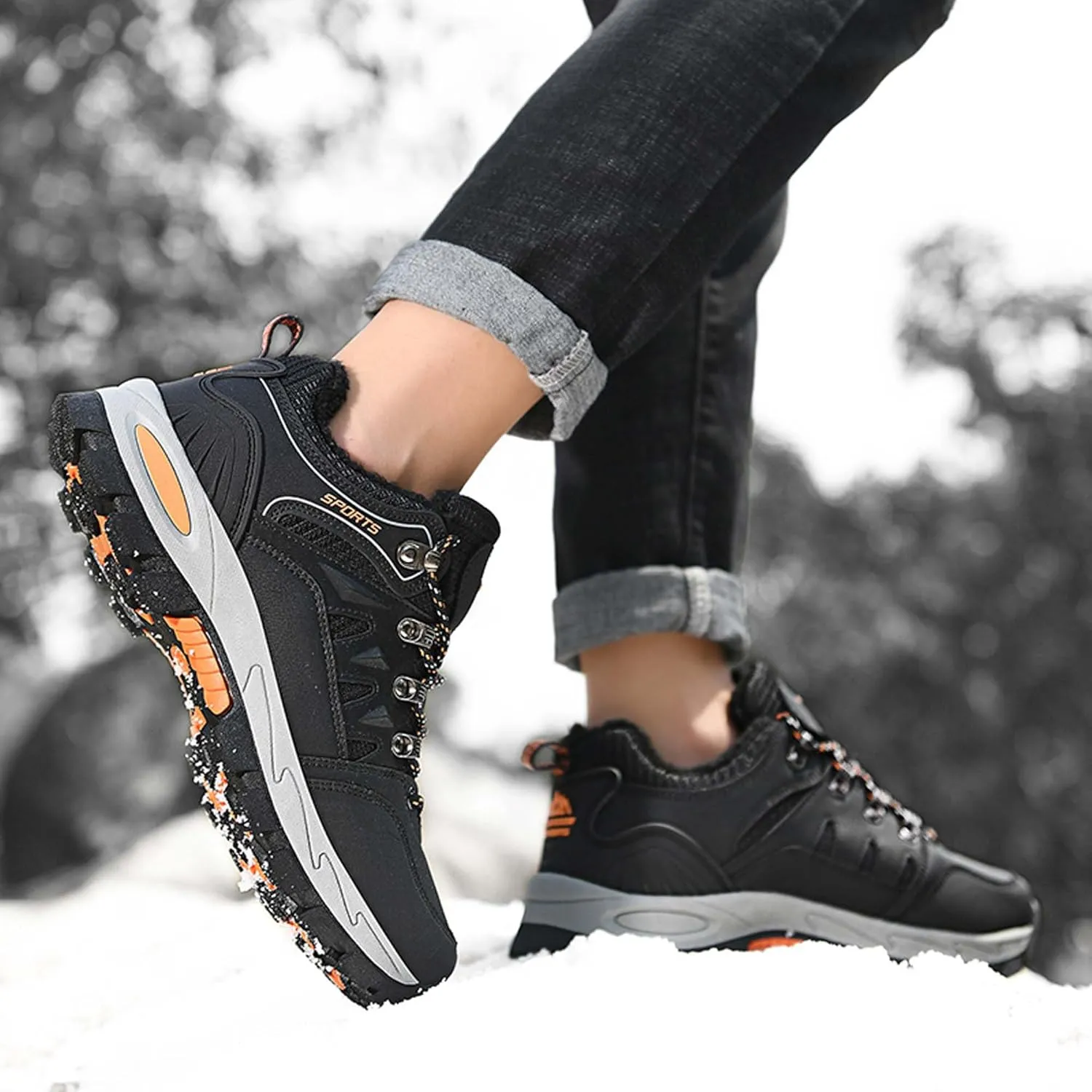 Couple Outdoor Walking Boots, Rubber Sole Breathable Mesh Ankle Shoes, Hiking Boots, Anti Slip Hiking Shoes, Muddy Wading Plush Hiking Shoes