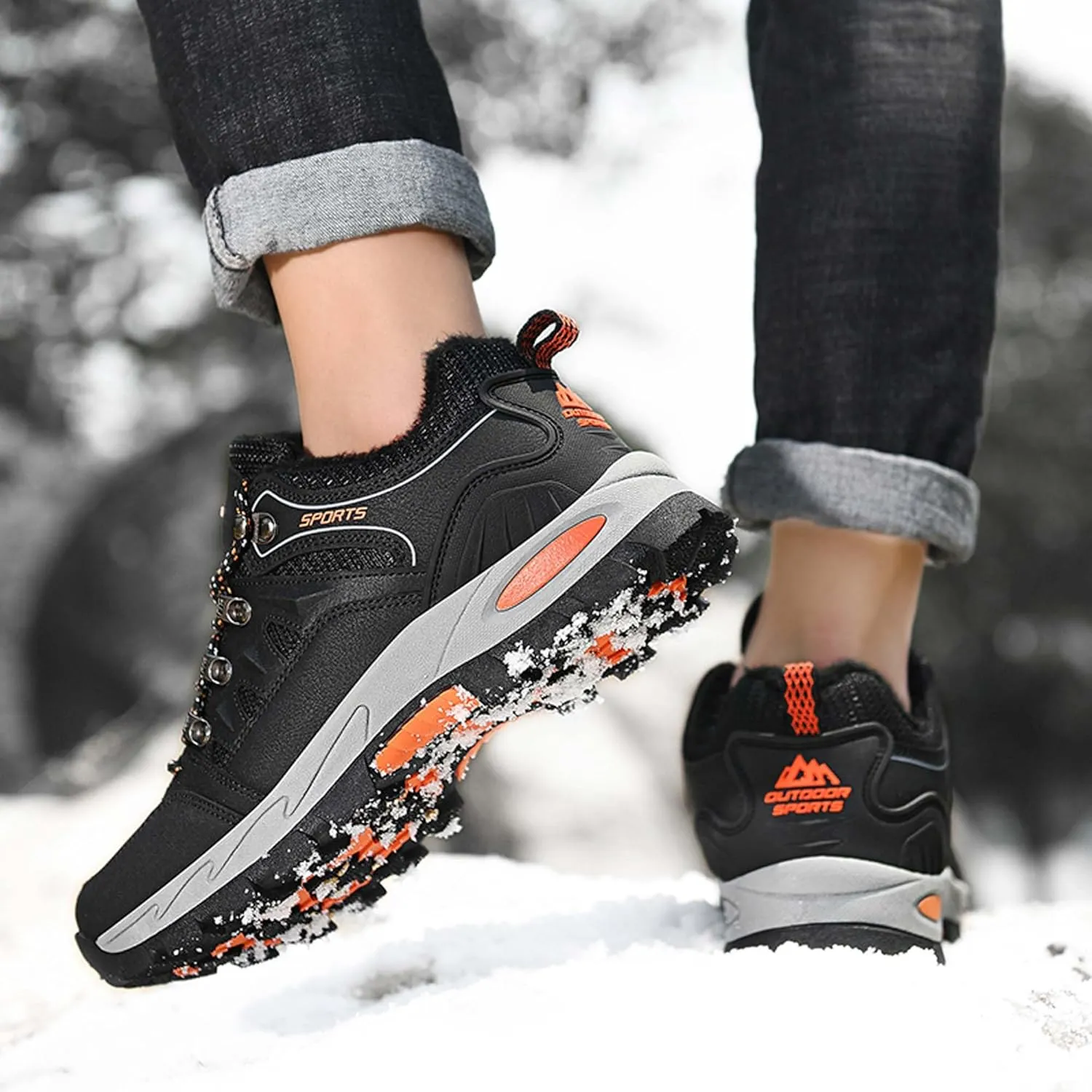 Couple Outdoor Walking Boots, Rubber Sole Breathable Mesh Ankle Shoes, Hiking Boots, Anti Slip Hiking Shoes, Muddy Wading Plush Hiking Shoes