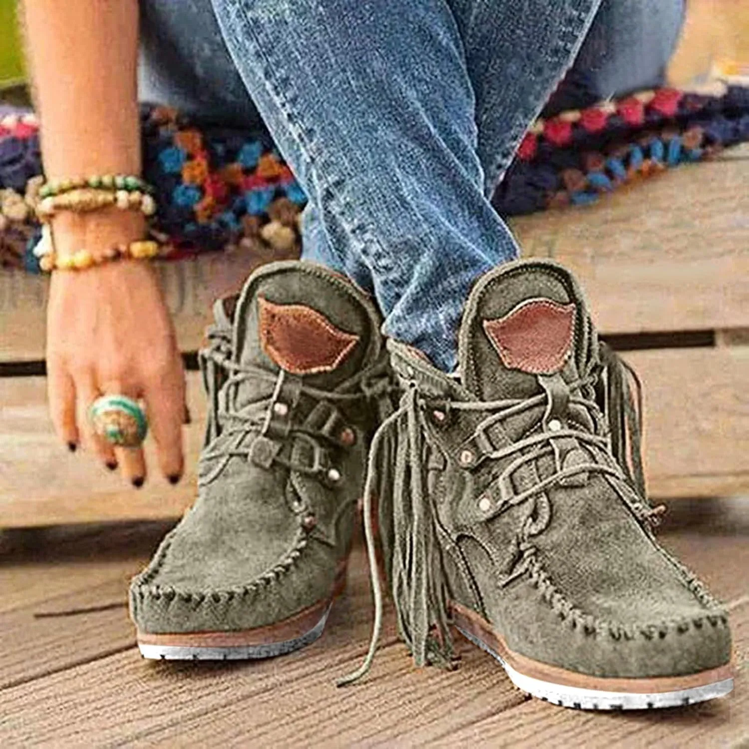 Cowboy Boots for Women No Heel 2529 New Arch Support Boots Side Zipper Vintage Damping Shoes Flat Heel Booties 52