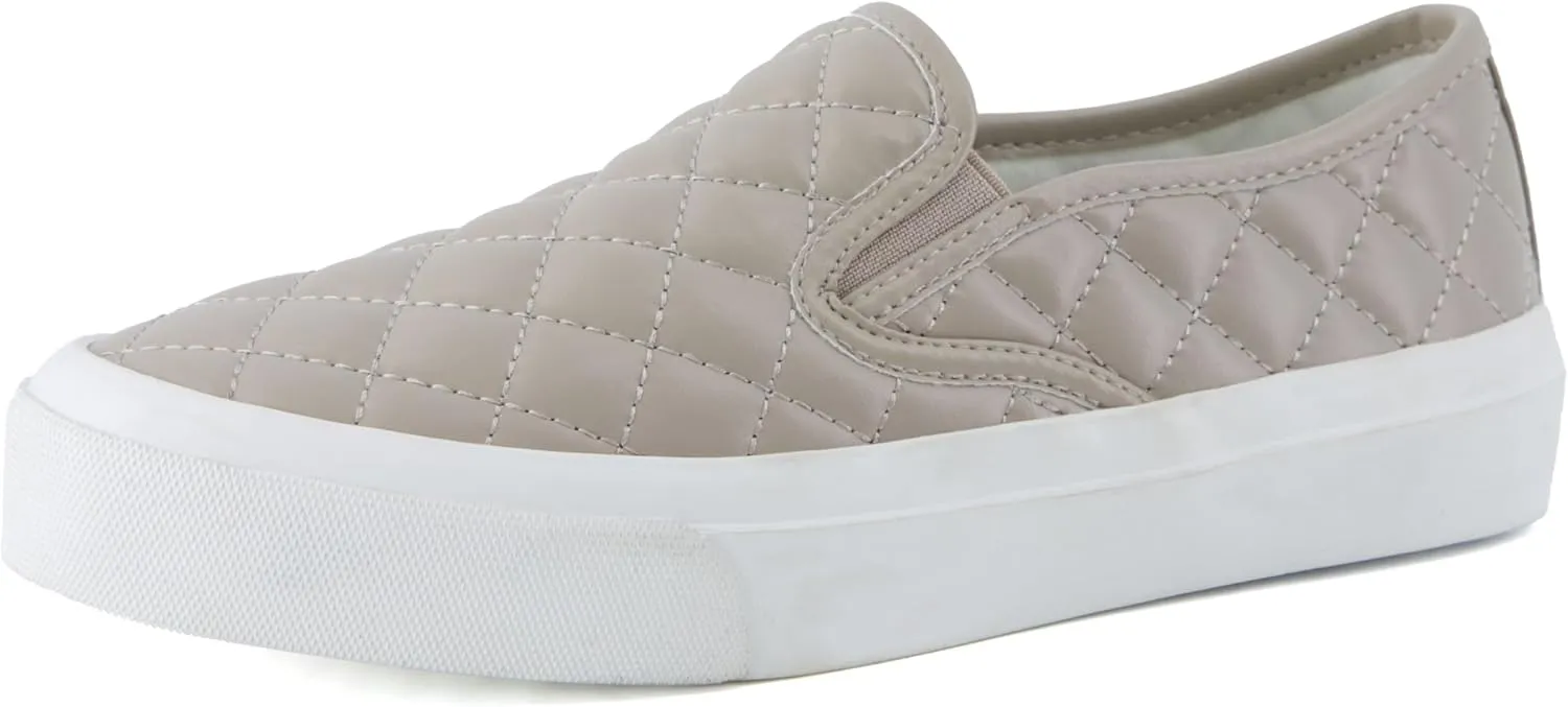 CUSHIONAIRE Faze Womens Quilted Slip-On Sneaker  Faux Leather Casual Shoe with Memory Foam Insole & Rubber Outsole