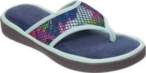 Dearfoams Womens Mesh Thong Slippers (Small, Indigo)