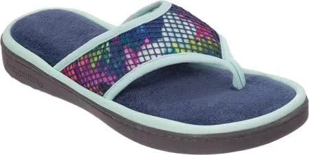 Dearfoams Womens Mesh Thong Slippers (Small, Indigo)