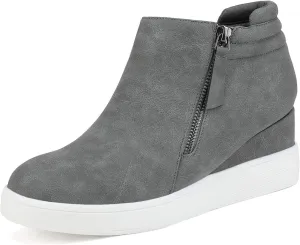 DREAM PAIRS Womens Platform Wedge Sneakers Ankle Booties