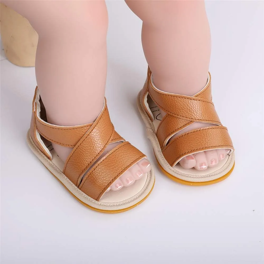 E-FAK Infant Baby Girls Sandals Summer Crib PU Leather Bowknot Soft Anti-Slip Rubber Sole Toddler First Walkers Shoes
