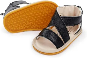 E-FAK Infant Baby Girls Sandals Summer Crib PU Leather Bowknot Soft Anti-Slip Rubber Sole Toddler First Walkers Shoes