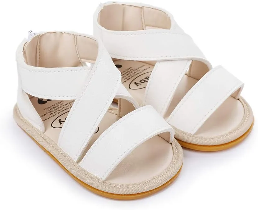 E-FAK Infant Baby Girls Sandals Summer Crib PU Leather Bowknot Soft Anti-Slip Rubber Sole Toddler First Walkers Shoes