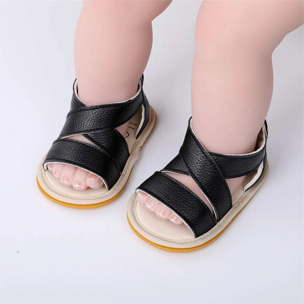 E-FAK Infant Baby Girls Sandals Summer Crib PU Leather Bowknot Soft Anti-Slip Rubber Sole Toddler First Walkers Shoes