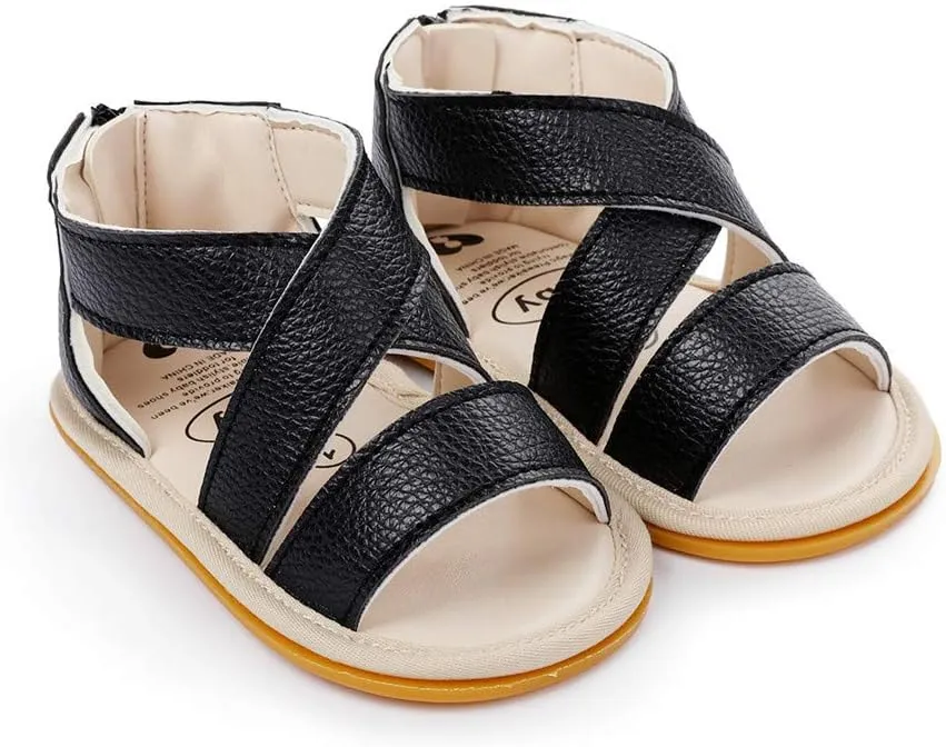 E-FAK Infant Baby Girls Sandals Summer Crib PU Leather Bowknot Soft Anti-Slip Rubber Sole Toddler First Walkers Shoes