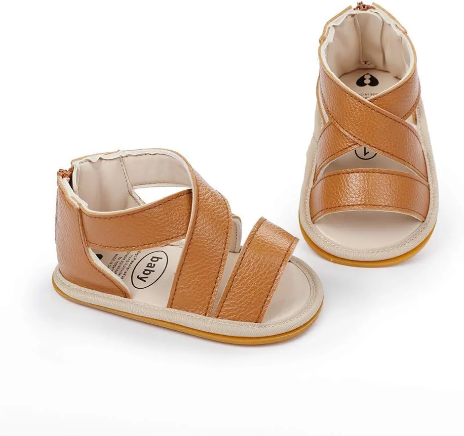 E-FAK Infant Baby Girls Sandals Summer Crib PU Leather Bowknot Soft Anti-Slip Rubber Sole Toddler First Walkers Shoes