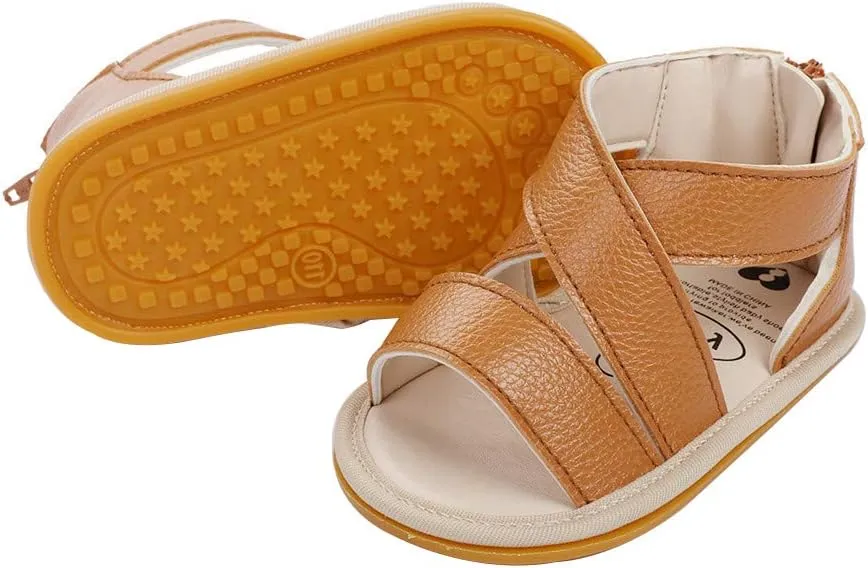 E-FAK Infant Baby Girls Sandals Summer Crib PU Leather Bowknot Soft Anti-Slip Rubber Sole Toddler First Walkers Shoes