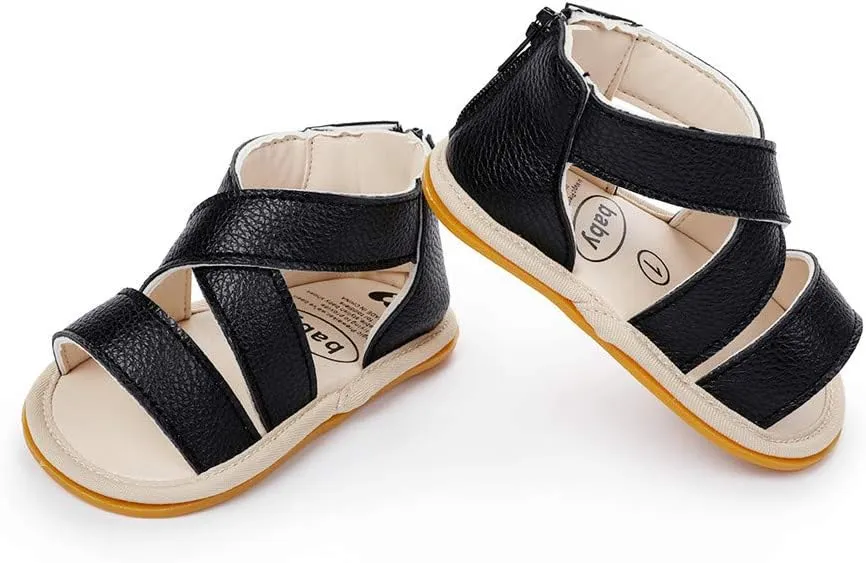E-FAK Infant Baby Girls Sandals Summer Crib PU Leather Bowknot Soft Anti-Slip Rubber Sole Toddler First Walkers Shoes
