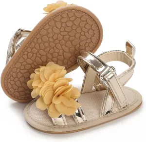 E-FAK Infant Baby Girls Sandals Summer Crib PU Leather Bowknot Soft Anti-Slip Rubber Sole Toddler First Walkers Shoes
