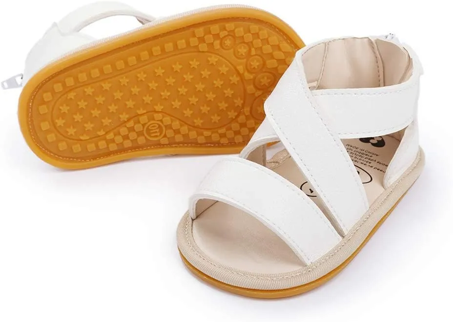 E-FAK Infant Baby Girls Sandals Summer Crib PU Leather Bowknot Soft Anti-Slip Rubber Sole Toddler First Walkers Shoes