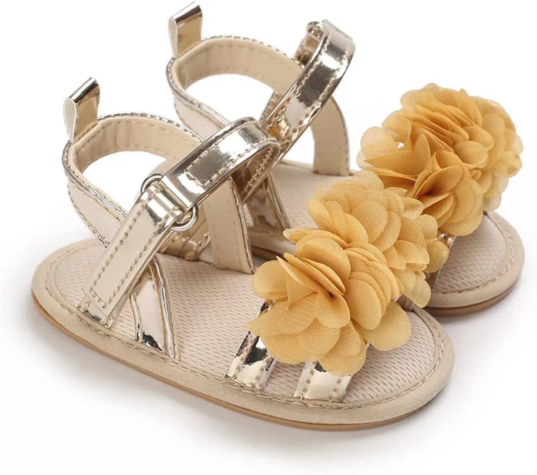 E-FAK Infant Baby Girls Sandals Summer Crib PU Leather Bowknot Soft Anti-Slip Rubber Sole Toddler First Walkers Shoes