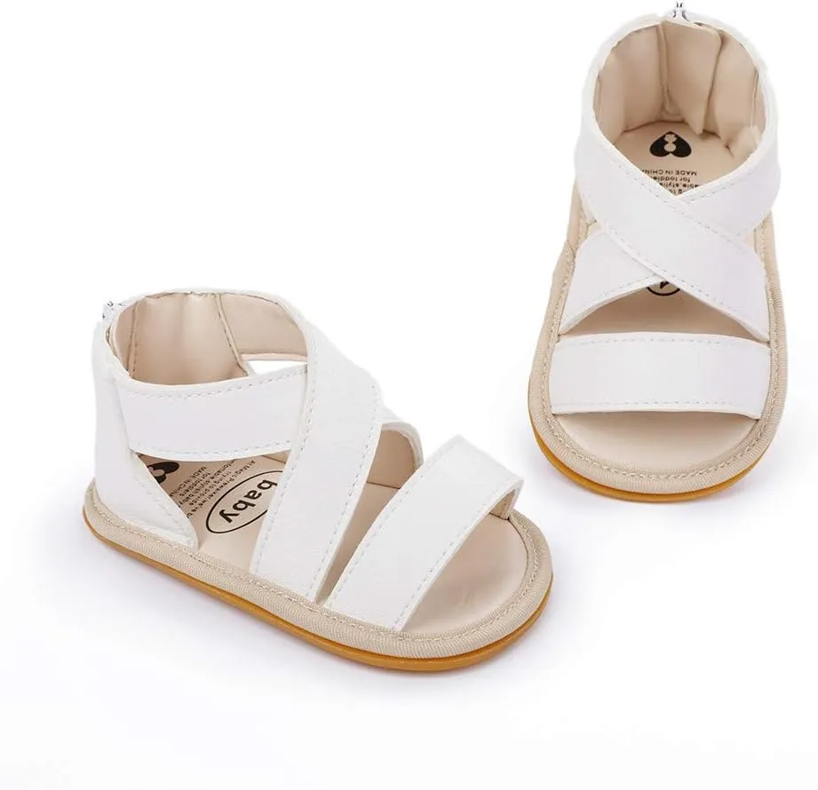E-FAK Infant Baby Girls Sandals Summer Crib PU Leather Bowknot Soft Anti-Slip Rubber Sole Toddler First Walkers Shoes