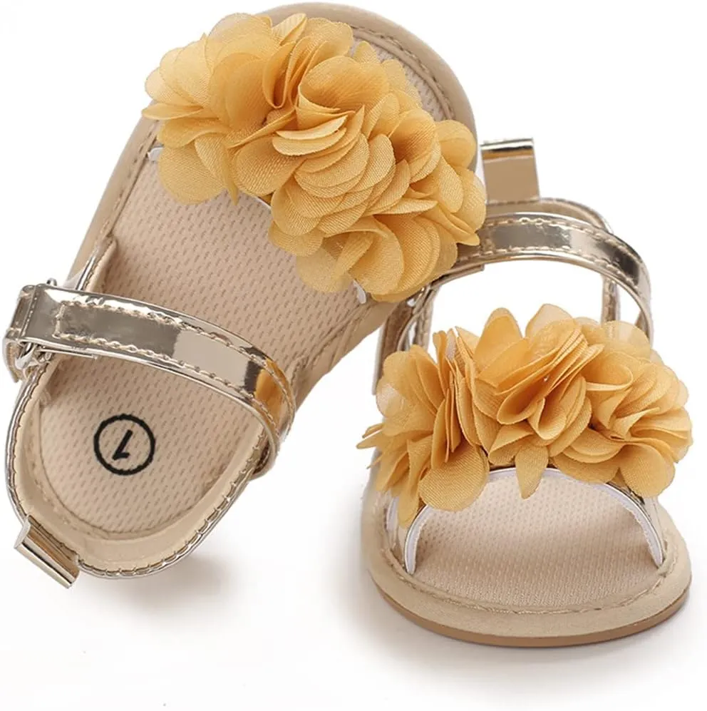 E-FAK Infant Baby Girls Sandals Summer Crib PU Leather Bowknot Soft Anti-Slip Rubber Sole Toddler First Walkers Shoes