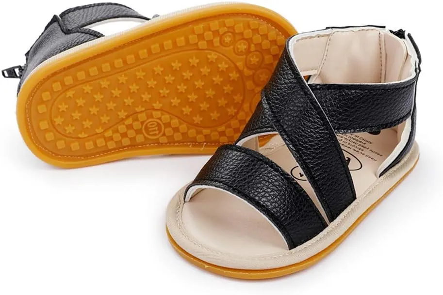 E-FAK Infant Baby Girls Sandals Summer Crib PU Leather Bowknot Soft Anti-Slip Rubber Sole Toddler First Walkers Shoes