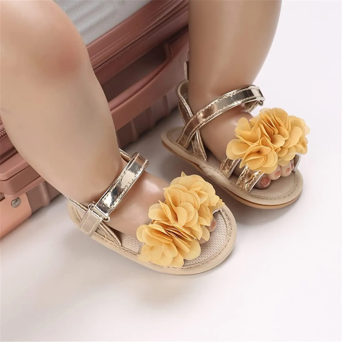 E-FAK Infant Baby Girls Sandals Summer Crib PU Leather Bowknot Soft Anti-Slip Rubber Sole Toddler First Walkers Shoes