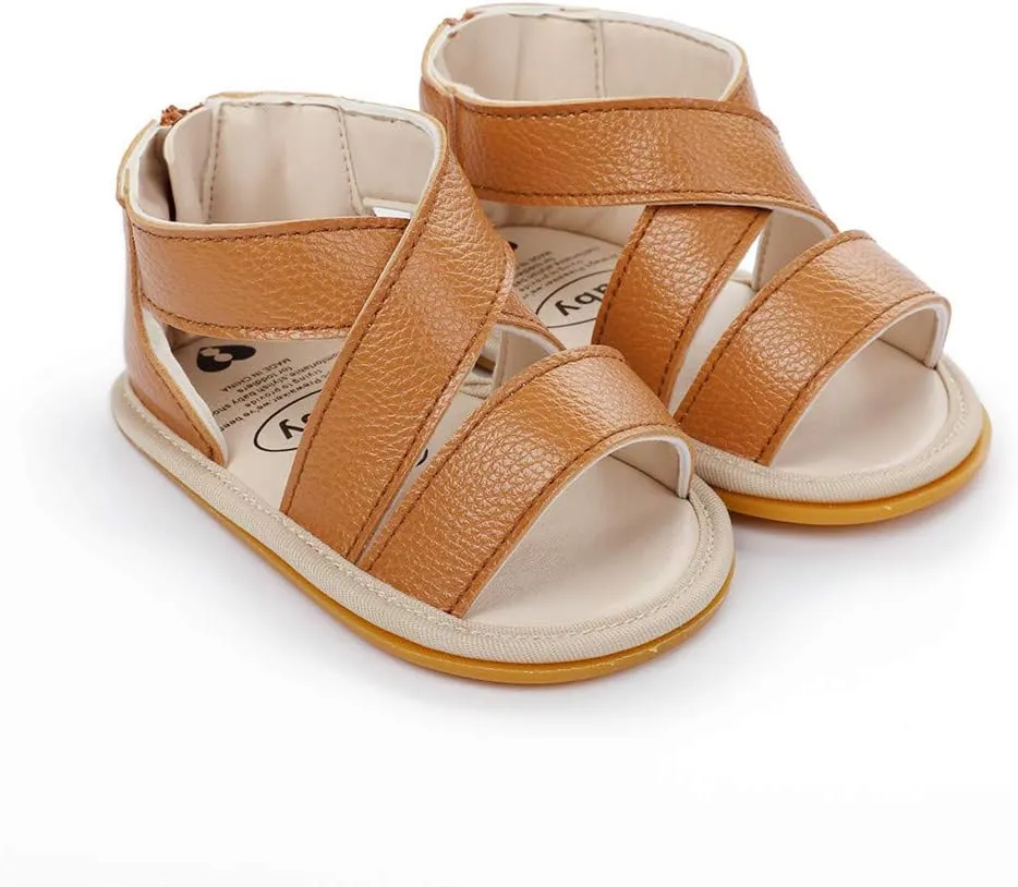 E-FAK Infant Baby Girls Sandals Summer Crib PU Leather Bowknot Soft Anti-Slip Rubber Sole Toddler First Walkers Shoes