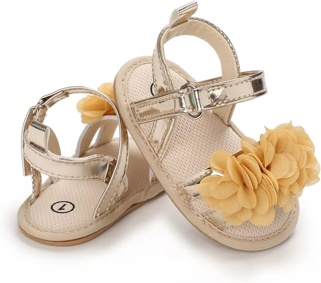 E-FAK Infant Baby Girls Sandals Summer Crib PU Leather Bowknot Soft Anti-Slip Rubber Sole Toddler First Walkers Shoes