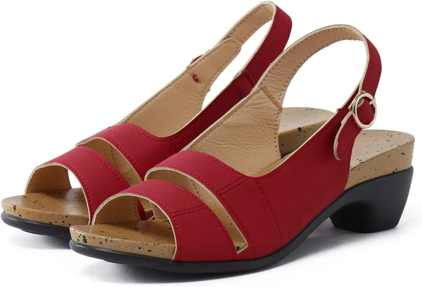Eduavar Womens Sandals Comfortable, Womens Sandals Orthopedic Sandals Dressy Open Toe Low Heel Sandals with Ankle Strap