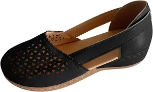 Eduavar Womens Sandals Dressy, Womens Sandals Casual Mule Hollow Out Flat Sandals Breathable Peep Toe Sandals Shoes