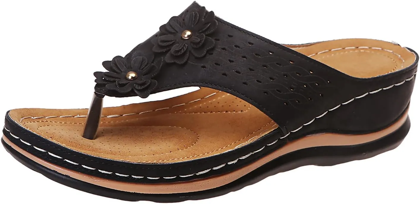 Eduavar Womens Wedge Sandals, Womens Sandals Dressy Summer Breathable Flip Flops Summer Beach Sandals Slippers