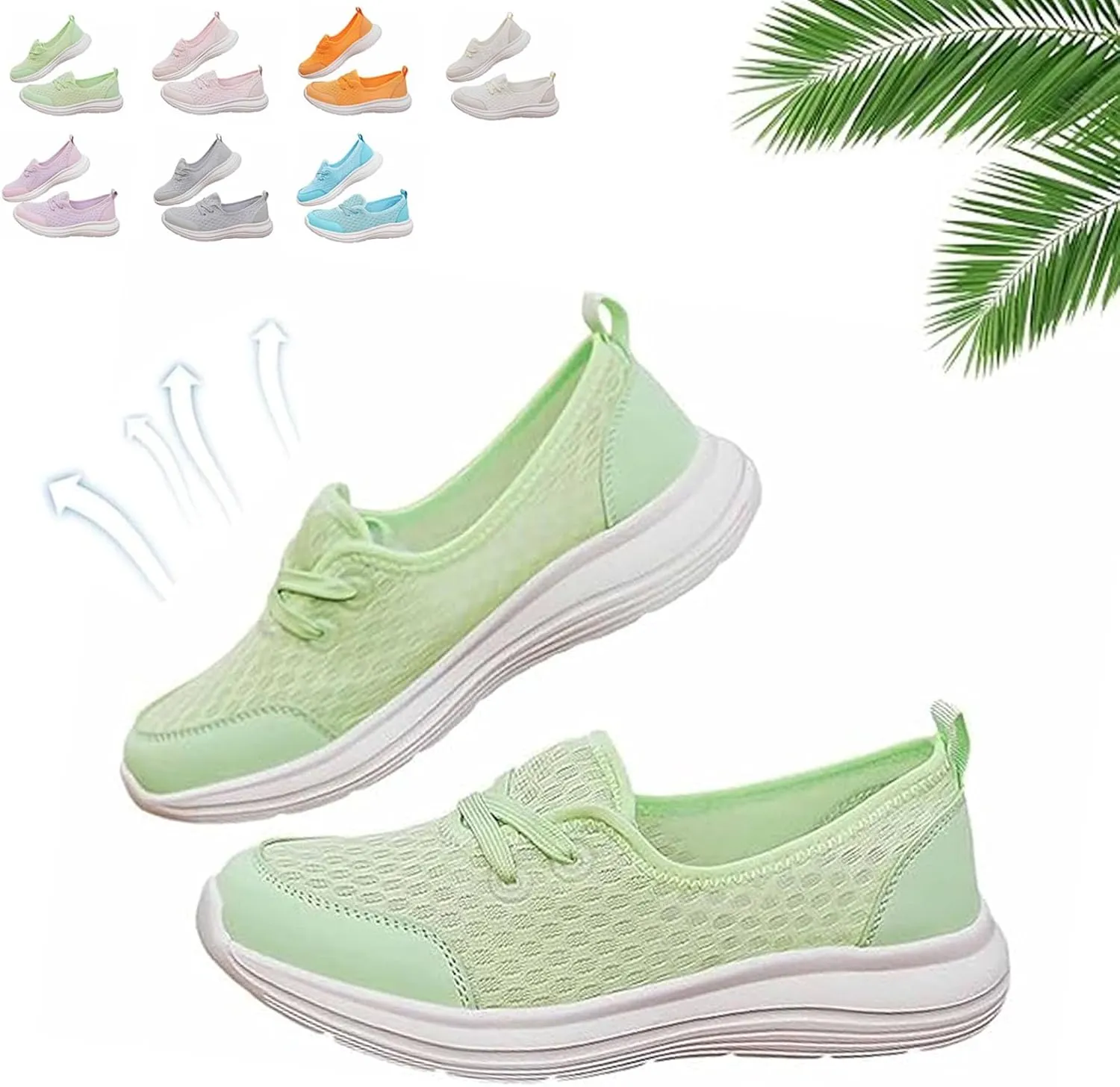 Enjerr Orthopedic Shoes Womens, Womens Orthopedic Shoes, Arch Support, Wide Slip On Soft Sole Mesh Comfortable Flat Sneakers
