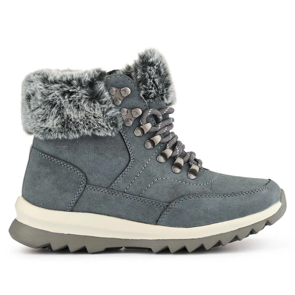 Faux-Fur-Cuffed Lace-Up Boots - WBINS40239 / 326 517