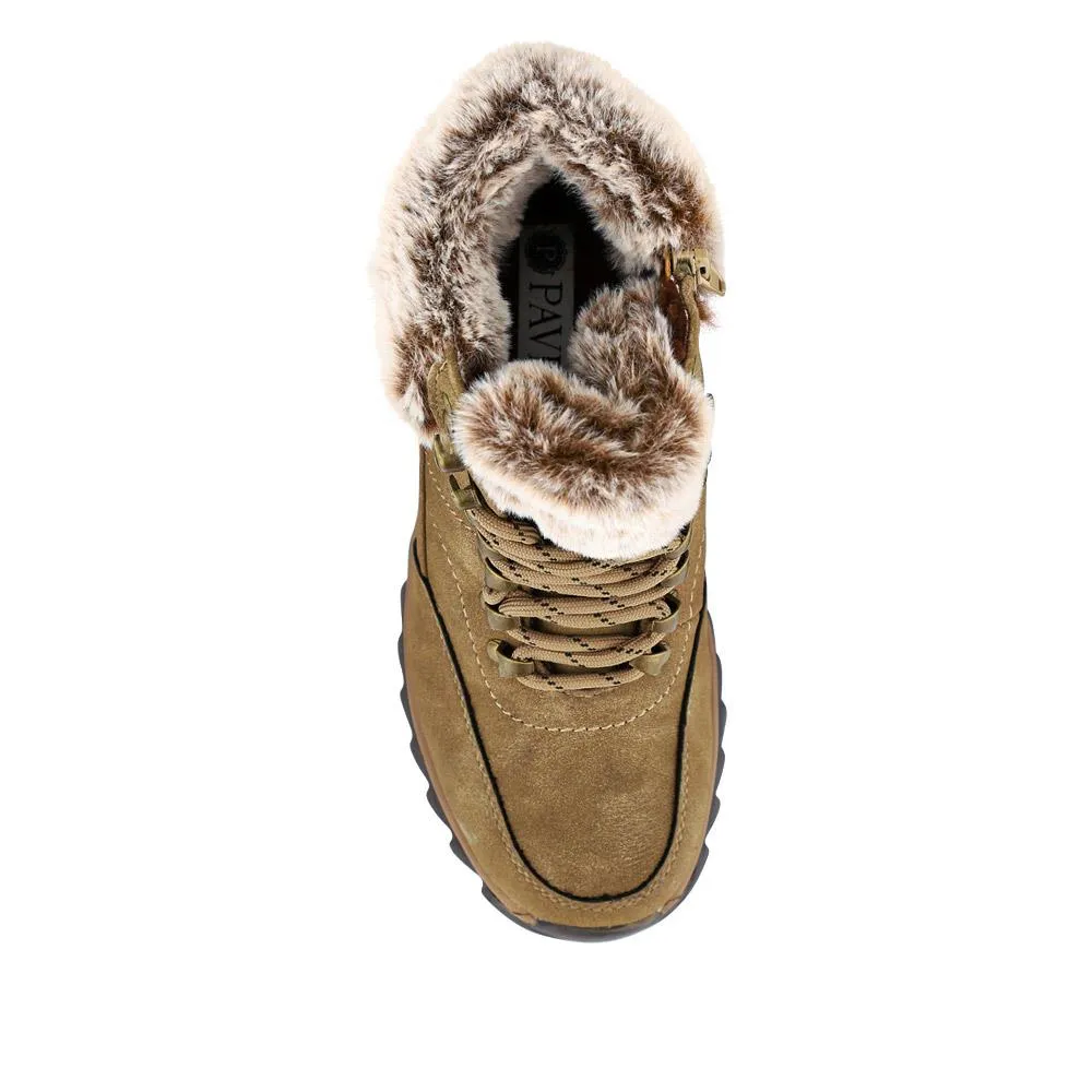 Faux-Fur-Cuffed Lace-Up Boots - WBINS40239 / 326 517