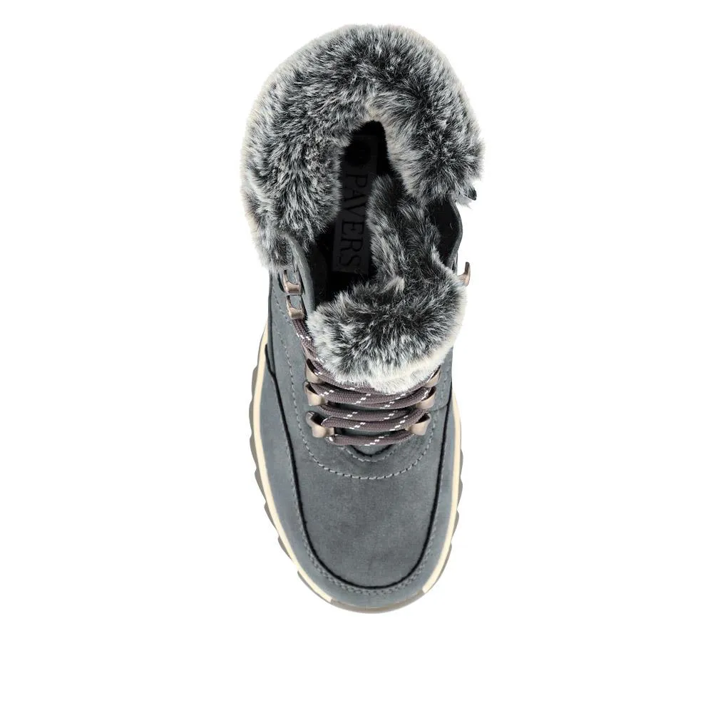 Faux-Fur-Cuffed Lace-Up Boots - WBINS40239 / 326 517