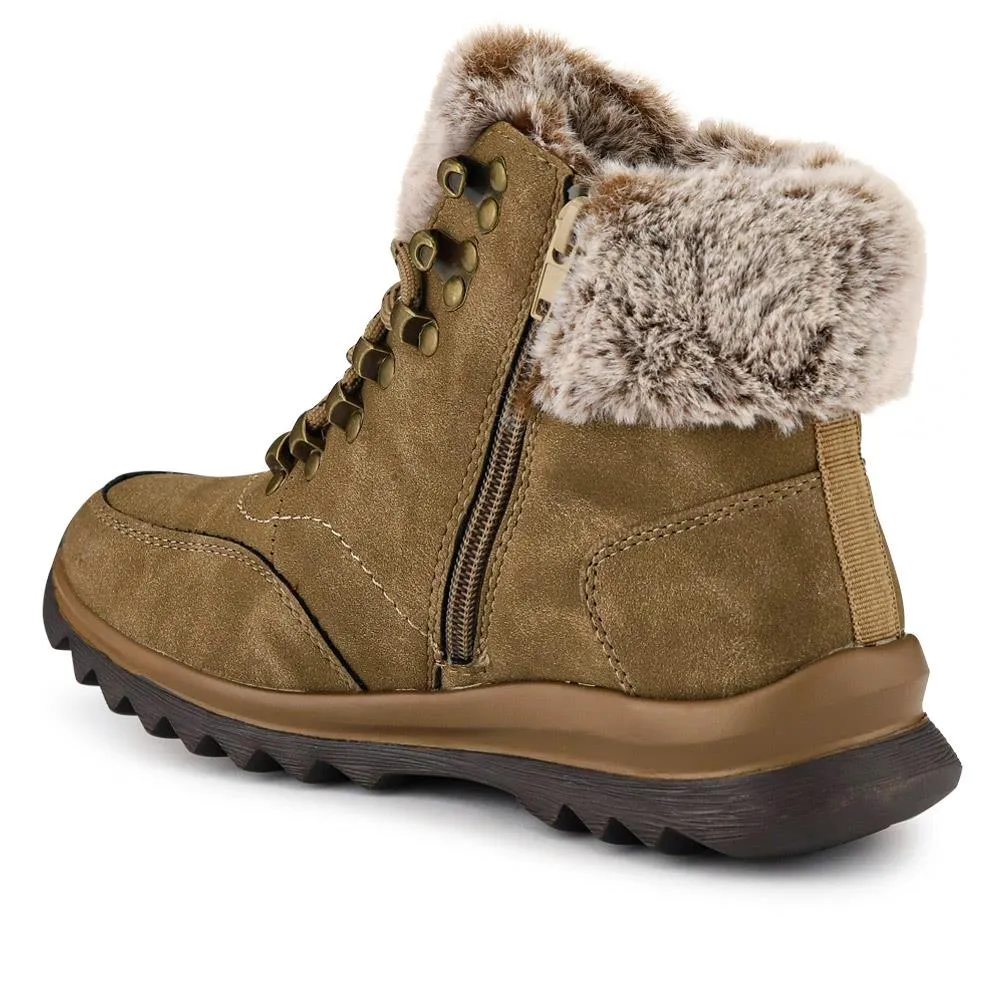 Faux-Fur-Cuffed Lace-Up Boots - WBINS40239 / 326 517